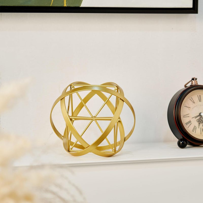 HLQMFHT 7 inches Metal Geometric Abstract Sculpture， Metal Geometric Sculpture Decor Sphere, Tabletop Decor for Living Room,Study,Bedroom,Modern Home Decor Accents - Image 5